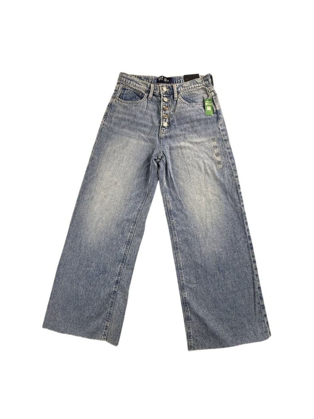Gap 1969 Jeans Womens 6/28 Short Blue High Rise Wide Leg Button Fly Denim New